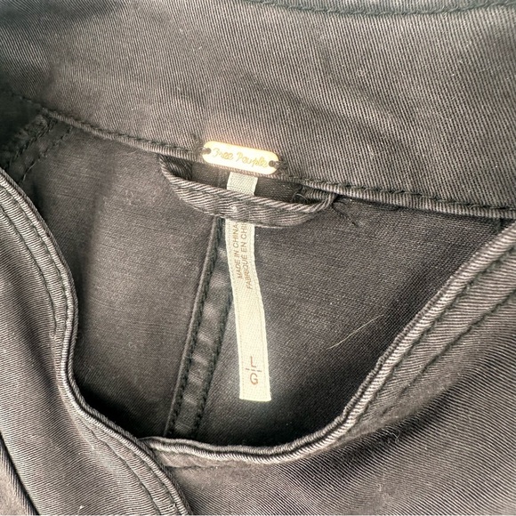 Free People Black Military Style Jacket Size Large - Picture 3 of 4